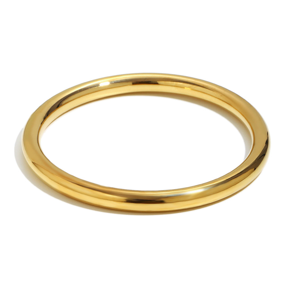 Wholesale Plain ring versatile stainless steel 18K gold plated closed hollow bracelet for women